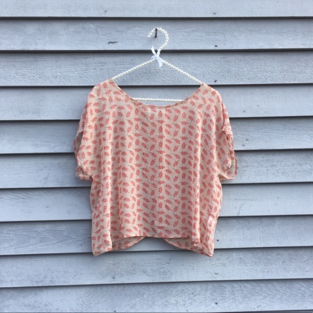 Pink Sheer Cherry Blossom Split Back Top